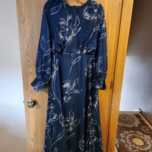 SHEIN Navy Blue Floral Maxi Dress